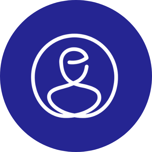 Cartoon person in circle