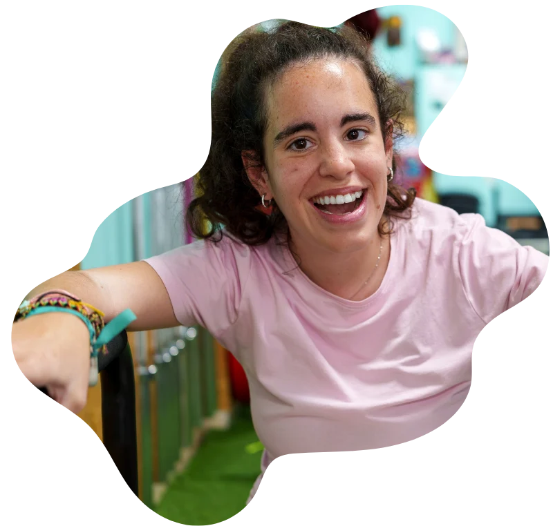 Happy disabled woman smiling at camera