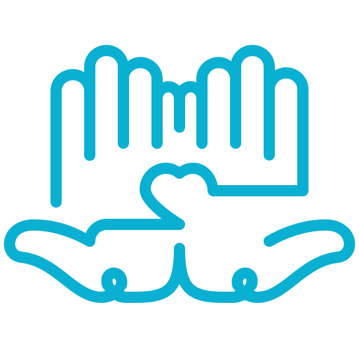 Cartoon hands holding love heart