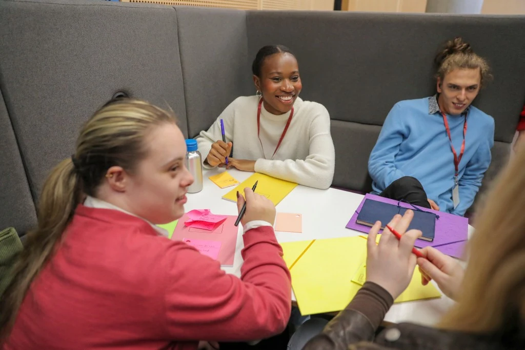 A group of diverse friends in a study group